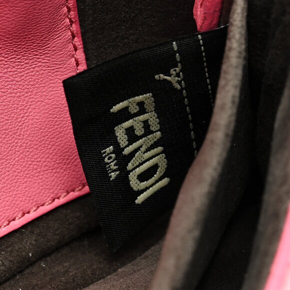 FENDI Baguette NM Bag Zucca Shearling Mini Purse Bubblegum Rosso - Picture 4 of 13